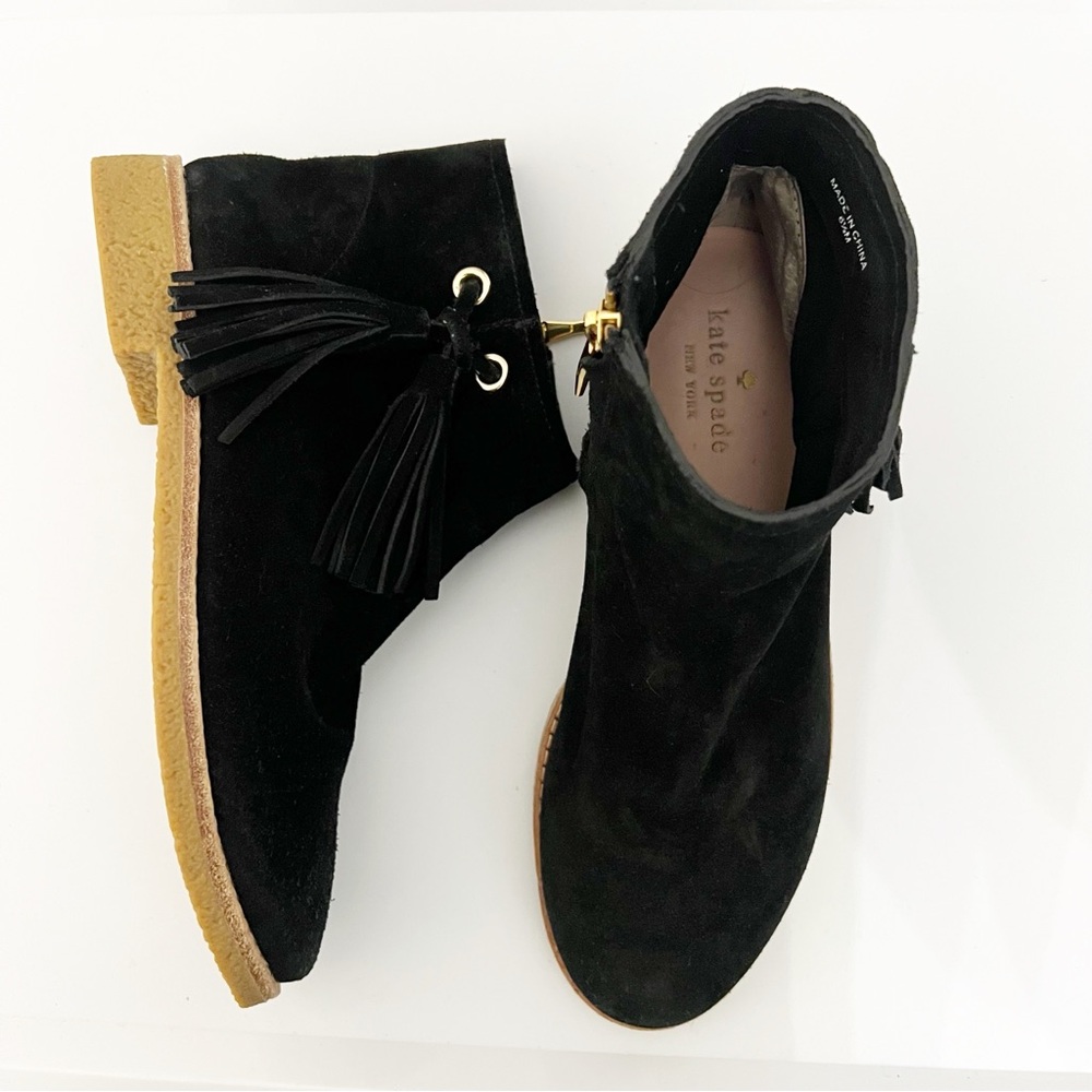 🤍Kate Spade Black Ankle Booties with Tassel